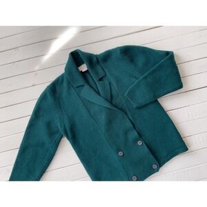 green wool sweater 80s 90s vintage dark‎ green wool cardigan